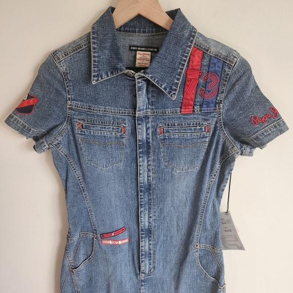 Vintage Pepe Jeans London Y2K Midge Denim Mini Dress NWT - Picture 3 of 12
